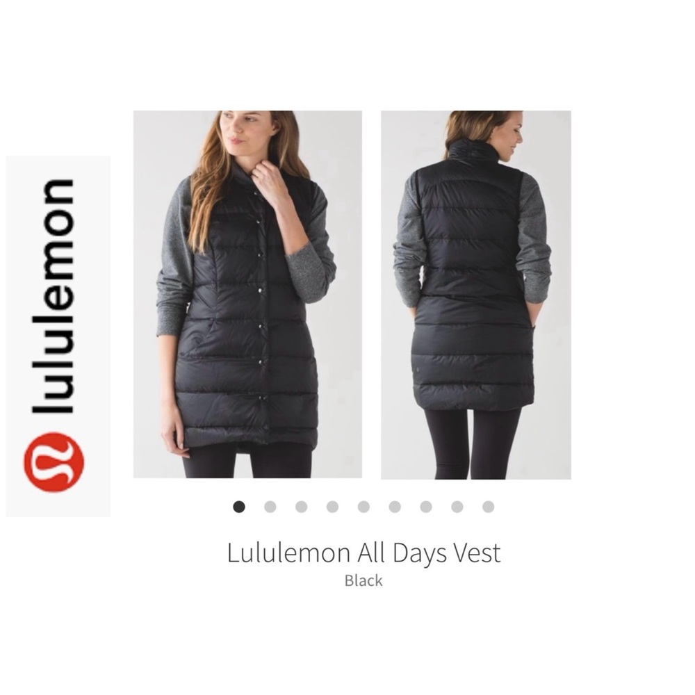 Lululemon All Days Long Vest. Black. Size 10